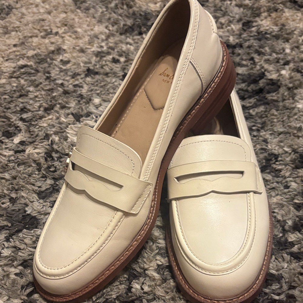 Sam Edelman Cream Leather Loafers